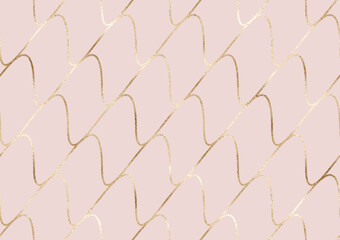 Obraz premium Geometric seamless pattern with gold wave grid.