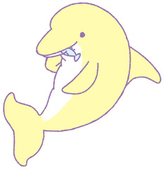 お魚を食べるイルカ（黄色）