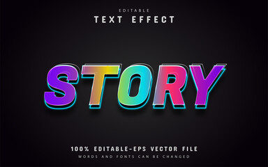 Story text, editable colorful text effect