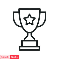 Trophy line icon. Simple outline style for app and web design element. Winner, award, cup, champ, contest, prize, won concept. Vector illustration isolated on white background. Editable stroke EPS 10.