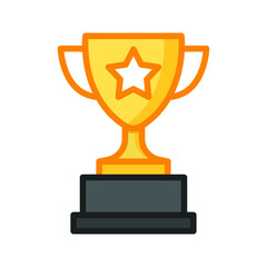Trophy icon. Simple filled outline style for app and web design element. Winner, award, cup, champ, contest, prize, won concept. Vector illustration isolated on white background. EPS 10.