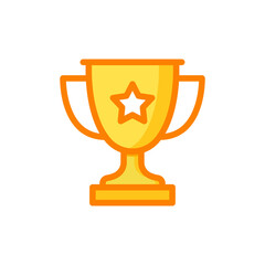 Trophy icon. Simple filled outline style for app and web design element. Winner, award, cup, champ, contest, prize, won concept. Vector illustration isolated on white background. EPS 10.
