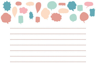 セリフ吹き出しのカラフルお手紙フレーム影なし
