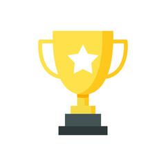 Trophy icon. Simple flat style for app and web design element. Winner, award, cup, champ, contest, prize, won concept. Vector illustration isolated on white background. EPS 10.