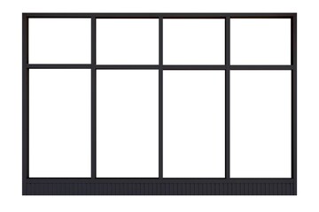 Black sliding  aluminum window frame isolated on a white background