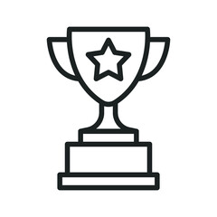 Trophy line icon. Simple outline style for app and web design element. Winner, award, cup, champ, contest, prize, won concept. Vector illustration isolated on white background. EPS 10.