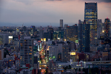 ARK Hills as seen from the Tokyo Tower at night time. Tokyo. Japan