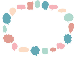 セリフ吹き出しのカラフルフレーム影なし
