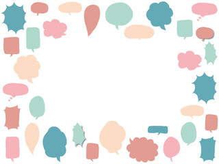 セリフ吹き出しのカラフルフレーム影なし
