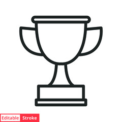 Trophy line icon. Simple outline style for app and web design element. Winner, award, cup, champ, contest, prize, won concept. Vector illustration isolated on white background. Editable stroke EPS 10.