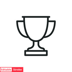 Trophy line icon. Simple outline style for app and web design element. Winner, award, cup, champ, contest, prize, won concept. Vector illustration isolated on white background. Editable stroke EPS 10.