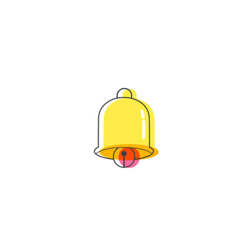 Flat Yellow bell Outline Cartoon Style Suitable for Sticker, Icon. Isolated on a white background