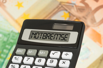 Taschenrechner und Kosten für die Notbremse wegen Pandemie Covid-19