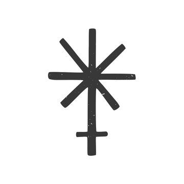 Ancient astrological symbol of asteroid Juno. Minimalistic icon isolated on a white background. Vector shabby hand drawn illustration