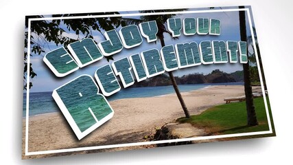 Enjoy Your Retirement Travel Vacation Postcard Post Card Fun Relax 3d Animation