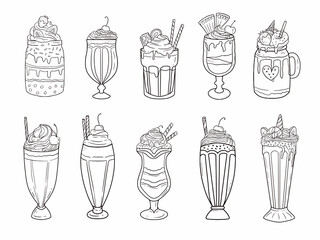 Set of glass and jar drinking containers for beverage smoothies, yoghurt and juice