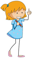 A happy girl doodle cartoon character isolated
