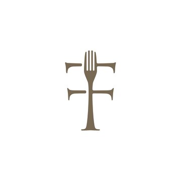 Fork Ff Double F Letter Mark Fork Food Restaurant Logo Vector Icon Illustration