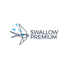swallow bird geometric polygonal tech logo vector icon illustration