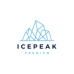 ice peak mount geometric outline logo vector icon illustration