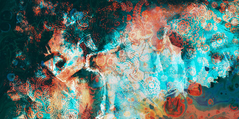 mandala colorful vintage painting  , ancient Indian vedic background design, artistic work, old...
