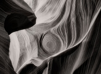 Relaxing mood of black and white of  Antelope Canyon Utah Azizona