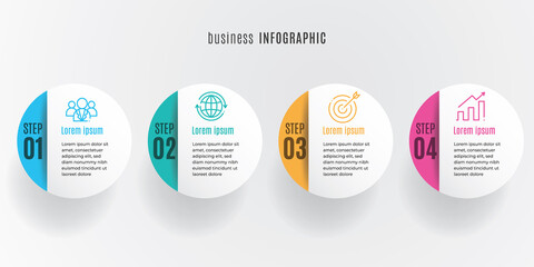 Circle timeline infographic template, 4 steps.