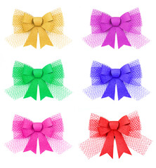 Shiny set bow isolated on white background.