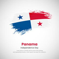 Obraz na płótnie Canvas Brush painted grunge flag of Panama country. Independence day of Panama. Abstract classic painted grunge brush flag background.