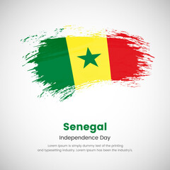 Brush painted grunge flag of Senegal country. Independence day of Senegal. Abstract creative painted grunge brush flag background.