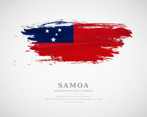 Happy independence day of Samoa with artistic watercolor country flag background