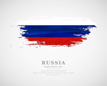 Happy russia day with artistic watercolor country flag background