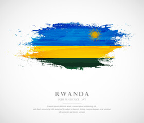 Abstract watercolor brush stroke flag for independence day of Rwanda