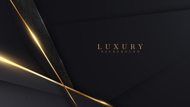 Luxury abstract background with golden lines on dark. modern black backdrop concept 3d style. Illustration from vector about modern template creative design.