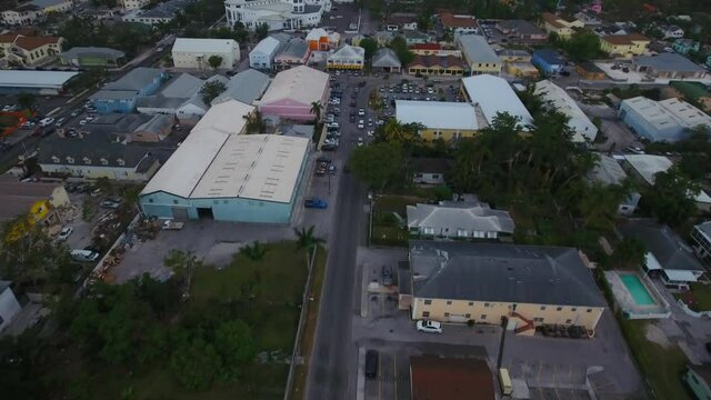 Caribbean city of Nassau, Bahamas aerial footage of town