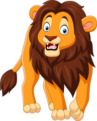 Fototapeta premium Cartoon happy lion isolated on white background