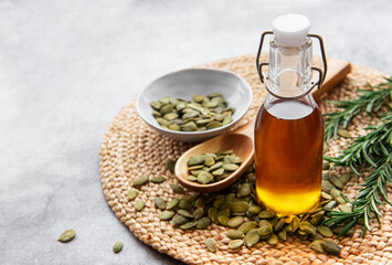 Bottle with pumpkin seed oil