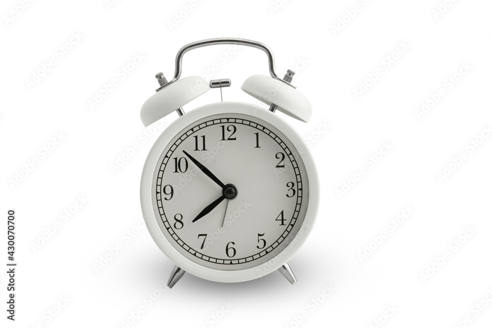 Wall mural Vintage alarm clock isolate on white background, clipping path