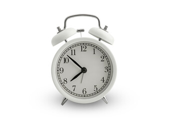 Vintage alarm clock isolate on white background, clipping path