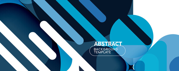 Modern geometric round shapes and dynamic lines, abstract background. Vector illustration for placards, brochures, posters and banners