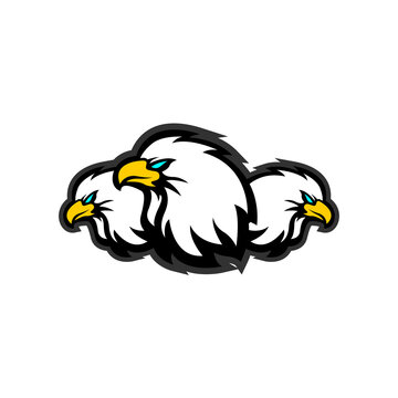 triple head eagle mascot e sport logo