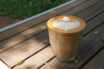 High angle view of Hot coffee cup on table