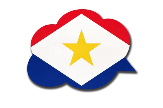 3d speech bubble with saban national flag isolated on white background. Symbol of Saba country.