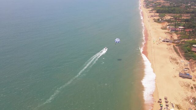 goa Sinquerim Beach drone bird's eye view paragliding in goa