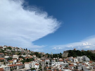 Mediterranean old town Ulcinj amazing cityscape. Summer season in Montenegro.