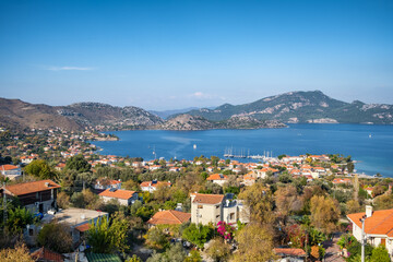 Landscape of the Selimiye village in Mugla Province, Turkey