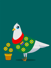 White pigeon mascot concept design for LGBT easy life.