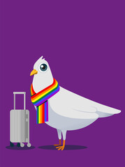 White pigeon mascot concept design for LGBT travel life.