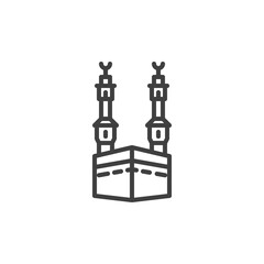 Kaaba mosque line icon