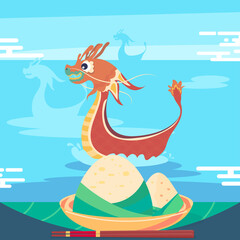Dragon Boat Festival, dragon boat, zongzi, background free vector